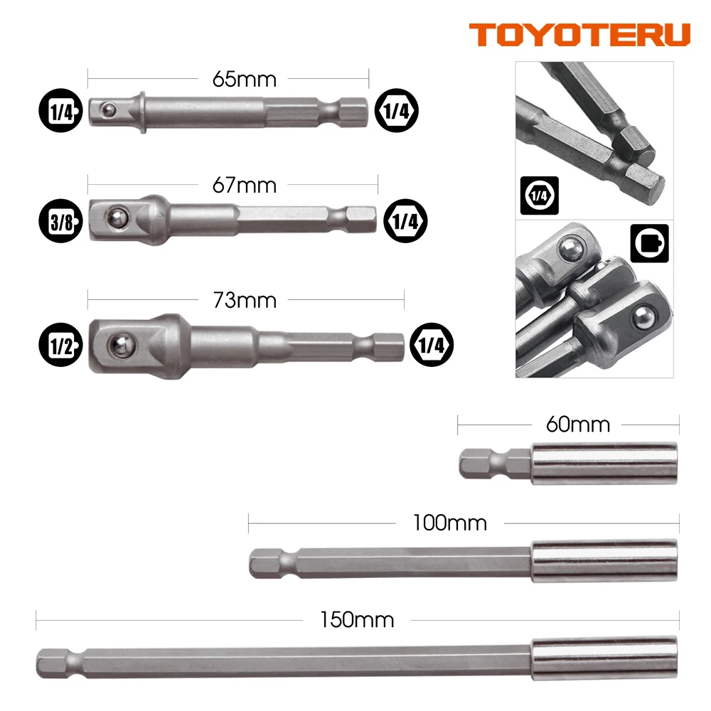 TOYOTERU 16 шт. адаптер и Набор бит с держателем расширения для ручного драйвера или электроинструмента