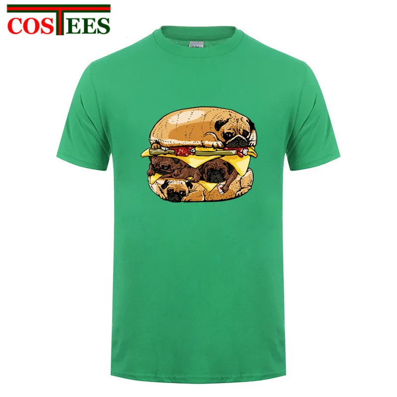 Забавные Мопсы Burger футболка Мужская Pugs stack camiseta mujer манга larga аниме с принтом