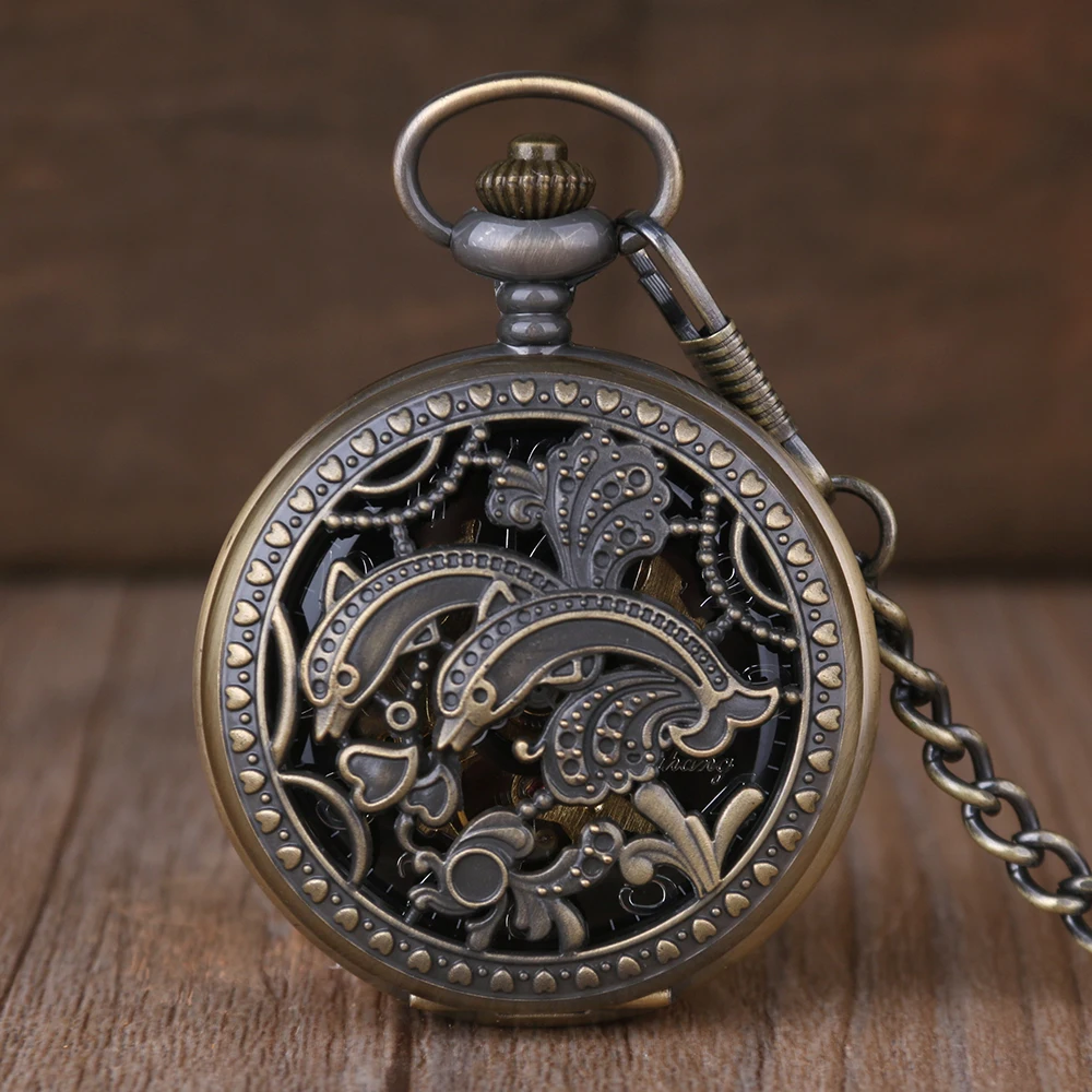 

Модные креативные Механические карманные часы в стиле ретро, римские цифры, цепочка, механические, ручной Ветер, 5 шт.