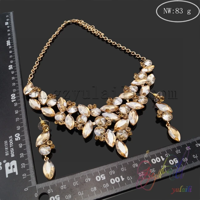 Ювелирный Комплект из жёлтого цветка и кристаллов|artificial jewellery set|crystal jewelry setfashion set