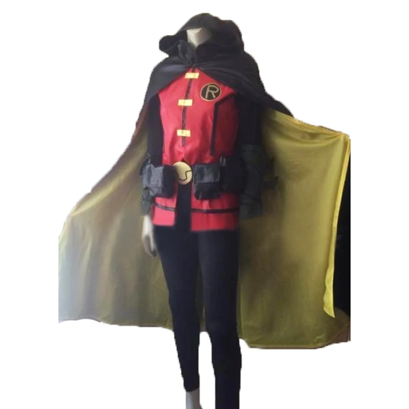 Comics Superhero Family Young Justice Tim Drake Red Robin Cosplay Costume mask Halloween Uniform Custome 11