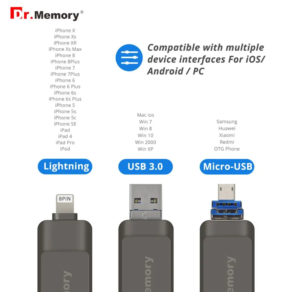 OTG USB флеш накопитель 64 Гб 3 0 для iPhone/iPad/IOS/Android/ПК ГБ 32 16 8 металлическая Флешка