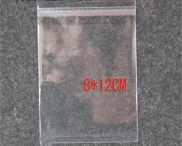 

500PCS 8x12cm opp transparent clear self adhesive seal plastic bags for necklace/jewelry/gift/Headbands diy small packing bag pe