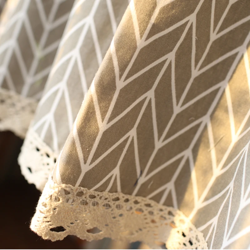 Европейские и американские короткие занавески из хлопка льна серые с