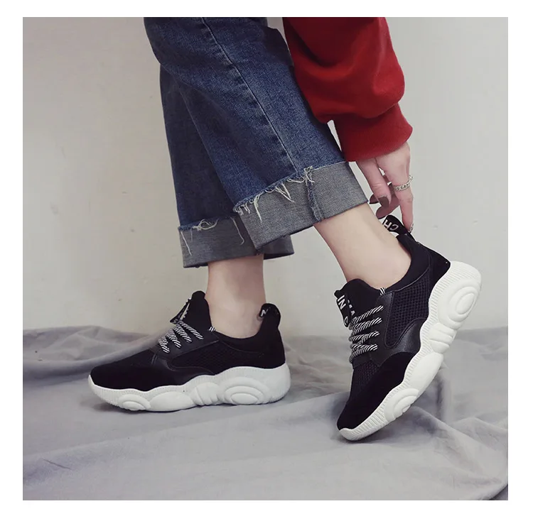 Женские кроссовки; коллекция года; basket femme tenis feminino; белые туфли на платформе; женские кроссовки с круглым носком и кружевом; женская летняя обувь