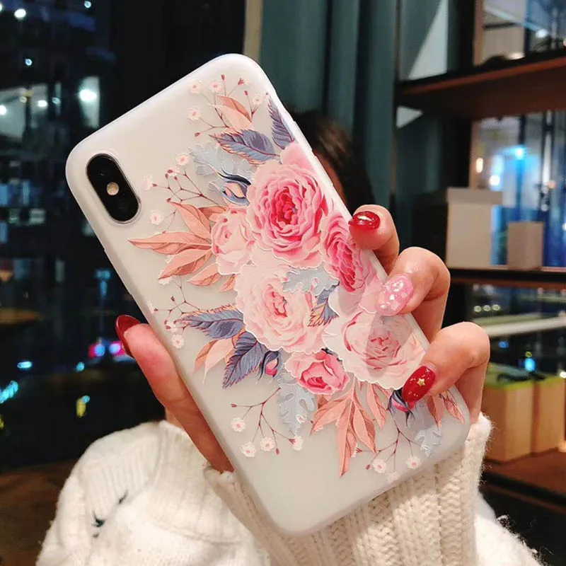 Чехол Kerzzil Girl с объемными рельефными цветами для iPhone X 10 мягкие силиконовые чехлы