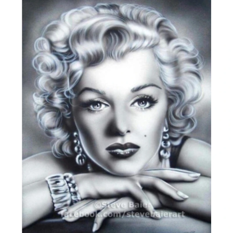 Полный Круглый алмаз окрашенные крест краска Мэрилин Монро горный хрусталь