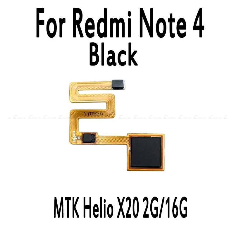Сенсорный ID сканер отпечатков пальцев гибкий кабель для Xiaomi Redmi Note 3 Pro 4 4X глобальная Кнопка возврата домой ключ Замена частей - Цвет: Note 4 Black