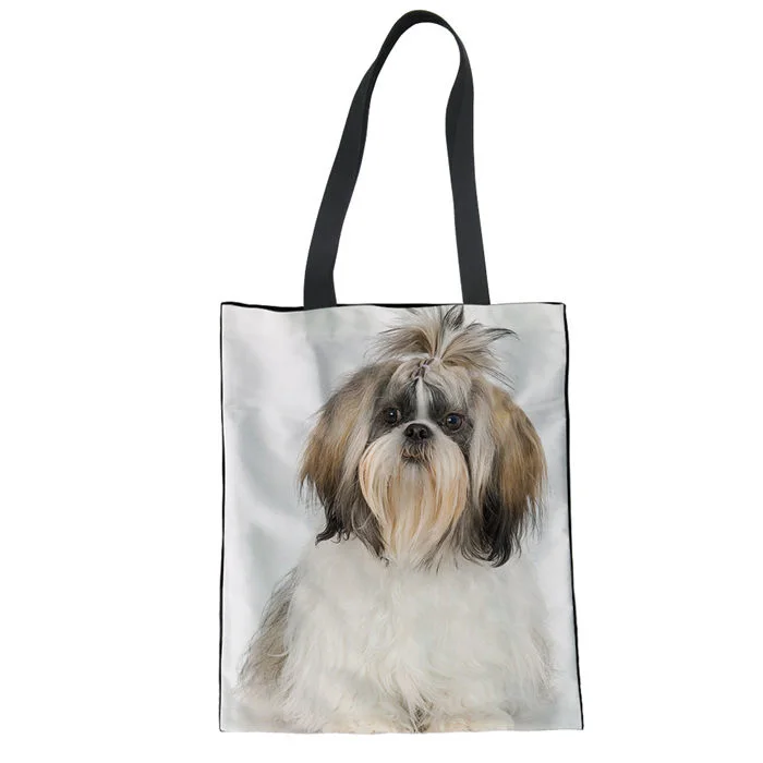 WHEREISART большая женская Холщовая Сумка Shih Tzu с рисунком собаки, хозяйственная сумка для девочек, студенческие школьные сумки на плечо, женская большая сумка - Цвет: LMF3519Z22