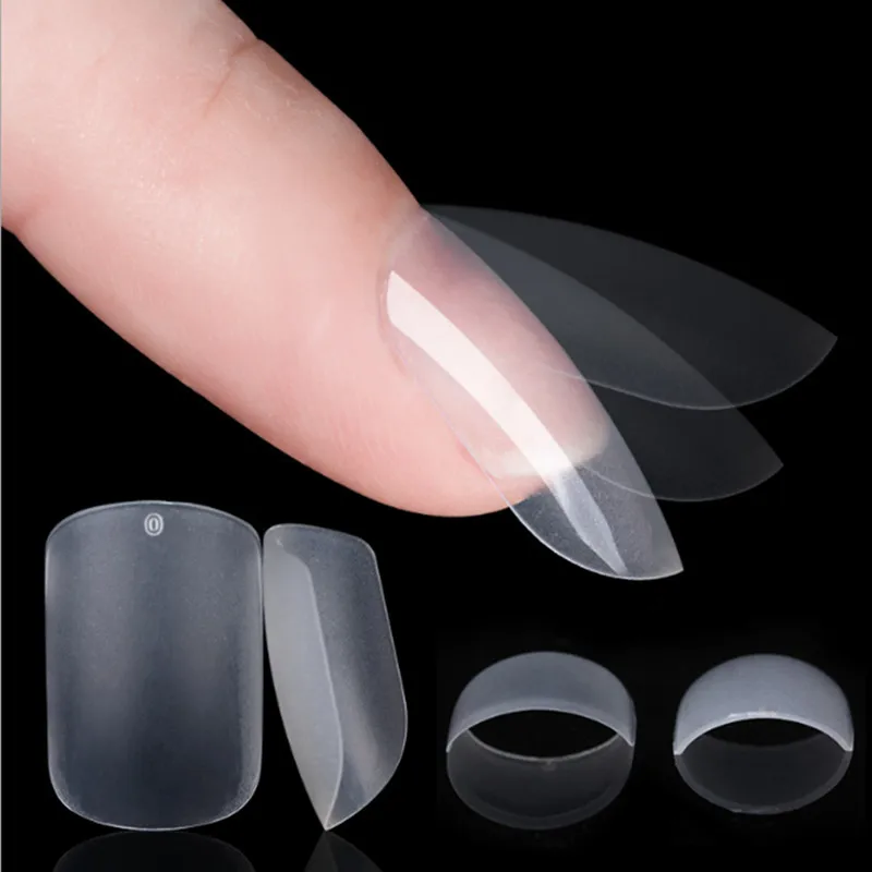 

500PCS Clear Short Square Nails Thinnest Matte False Nails Frech Faux Ongles Short Round Fake Nail Tips 10 Sizes Press On Nails