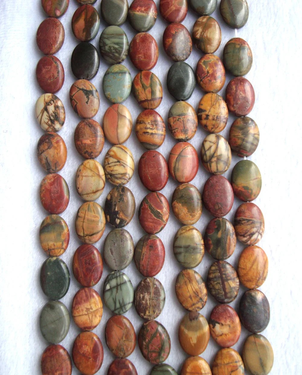 Натуральная яшма Пикассо Плоские Овальные Бусины россыпью для изготовления