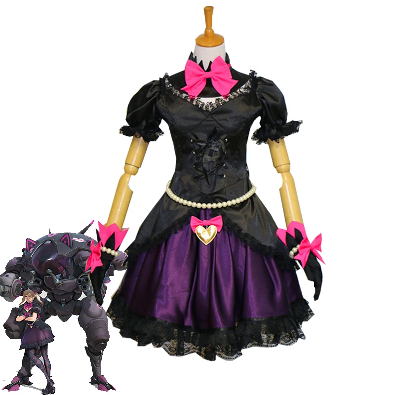 Новинка костюм для косплея OW D.va Милая Черная Кошка на Хэллоуин Карнавальная