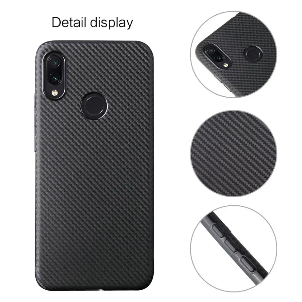Для Xiaomi Redmi Note 7 Чехол тонкий углеродное волокно Текстура ТПУ силиконовый чехол