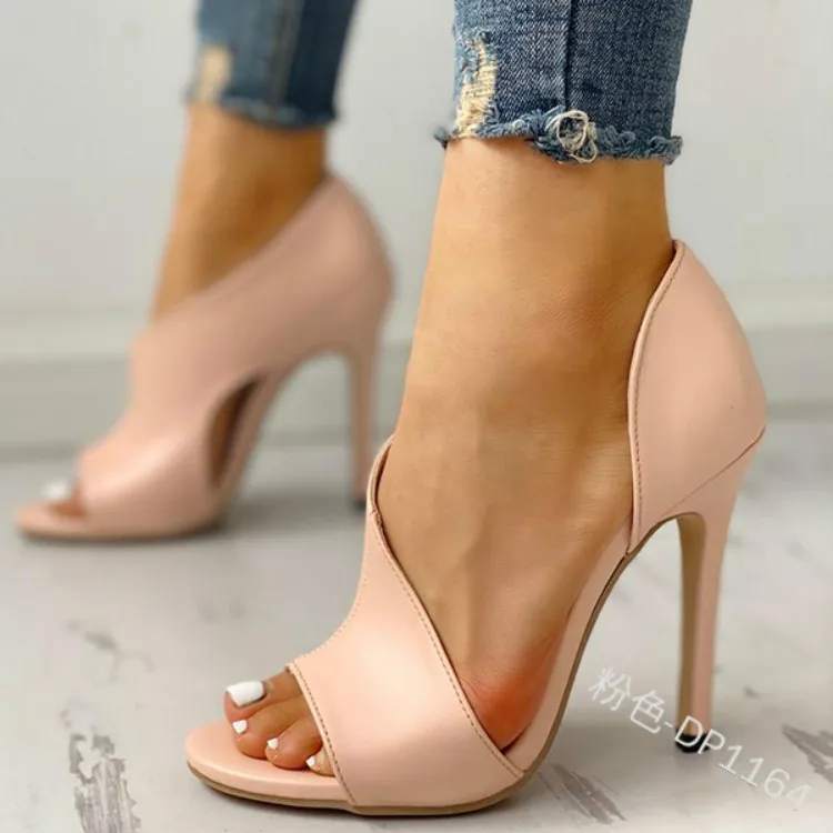 2019 новые летние однотонная с приметанными оборками рыбы намордник босоножки на