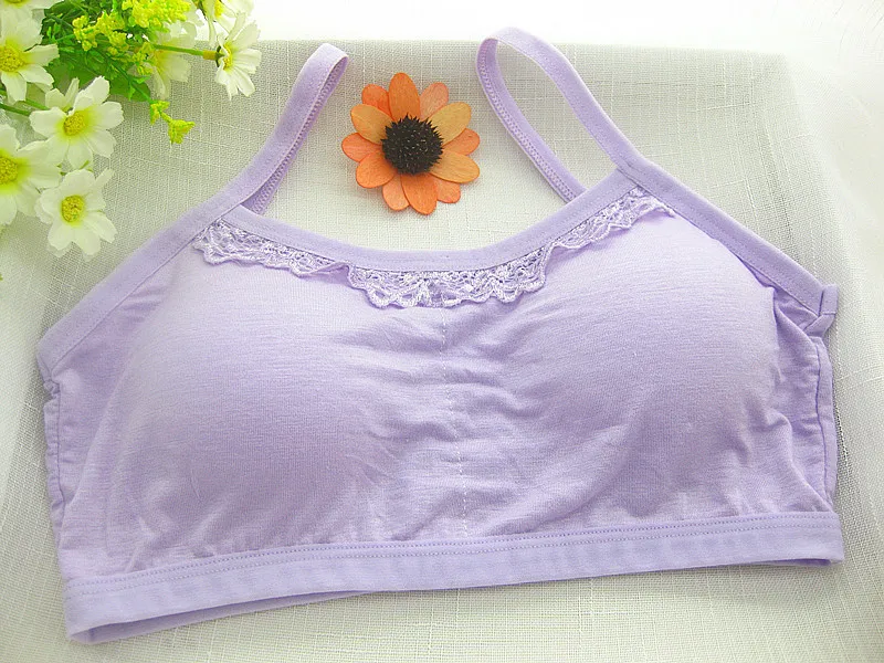 Teens Cotton Lace Puberty Girls Bra Sports Underwear for Teenager White Print Girl Training Children Kids Clothing | Детская одежда и