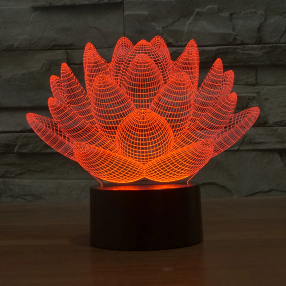Lotus Flower 3D LED Ночник Новинка Bulbing USB сенсорный выключатель настольная лампа Luminaria de
