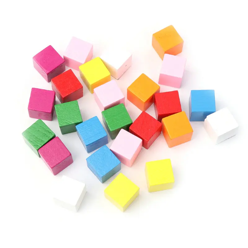20mm-25pcs 1 мешок красочные деревянные кубики Квадратные блоки ремесло украшения DIY - Цвет: 20mm-25pcs