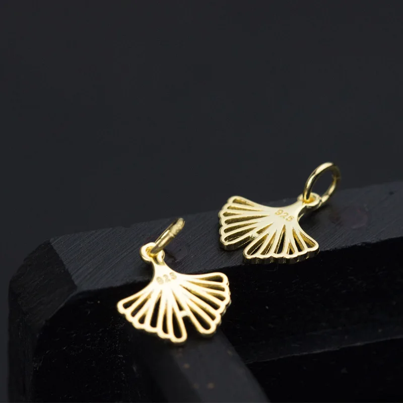 

UQBing 100% 925 Sterling Silver Ginkgo Charm For Women Gold Silver Charm Bracelets Necklaces DIY Jewelry Girlfriend Gift