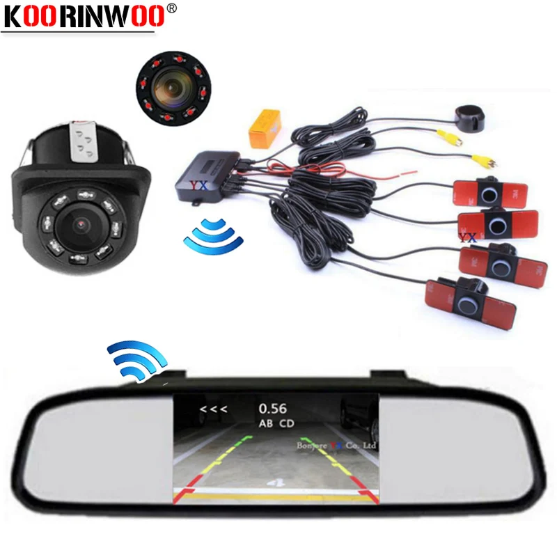 

Koorinwoo Wireless Parktronic Video System Screen Monitor Car Parking Sensor Rear view Camera Reverse Buzzer Indicator Jalousie