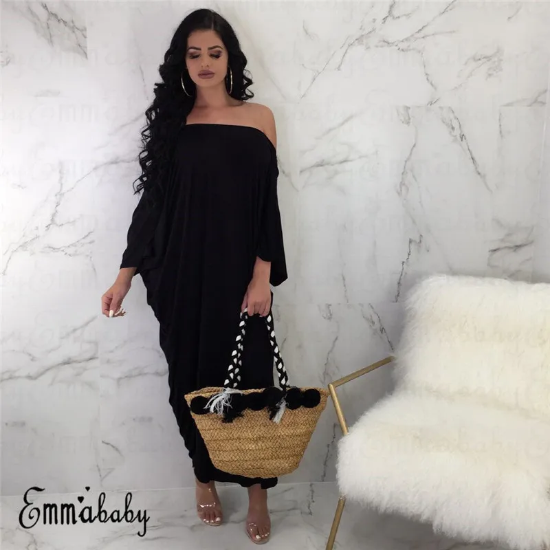 Модное женское платье с открытыми плечами однотонные повседневные свободные