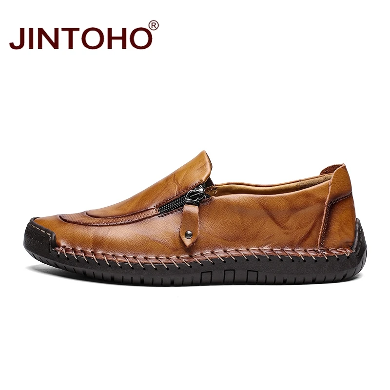 JINTOHO 2019 Genuine Leather Men Fashion Shoes Brand Casual For Slip On Loafers Big Size Moccasins | Обувь