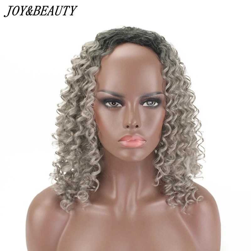 JOY &amp BEAUTY черный смешанный серый 45 см/18 дюймов кудрявые вьющиеся парики для черных