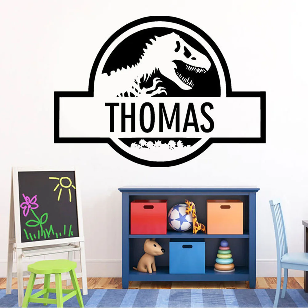 

Custom Name Decal Personalised Dinosaur Wall Decals Kids Name Wall Sticker Animal Room Decor Baby Nursery Bedroom Wallpaper D256