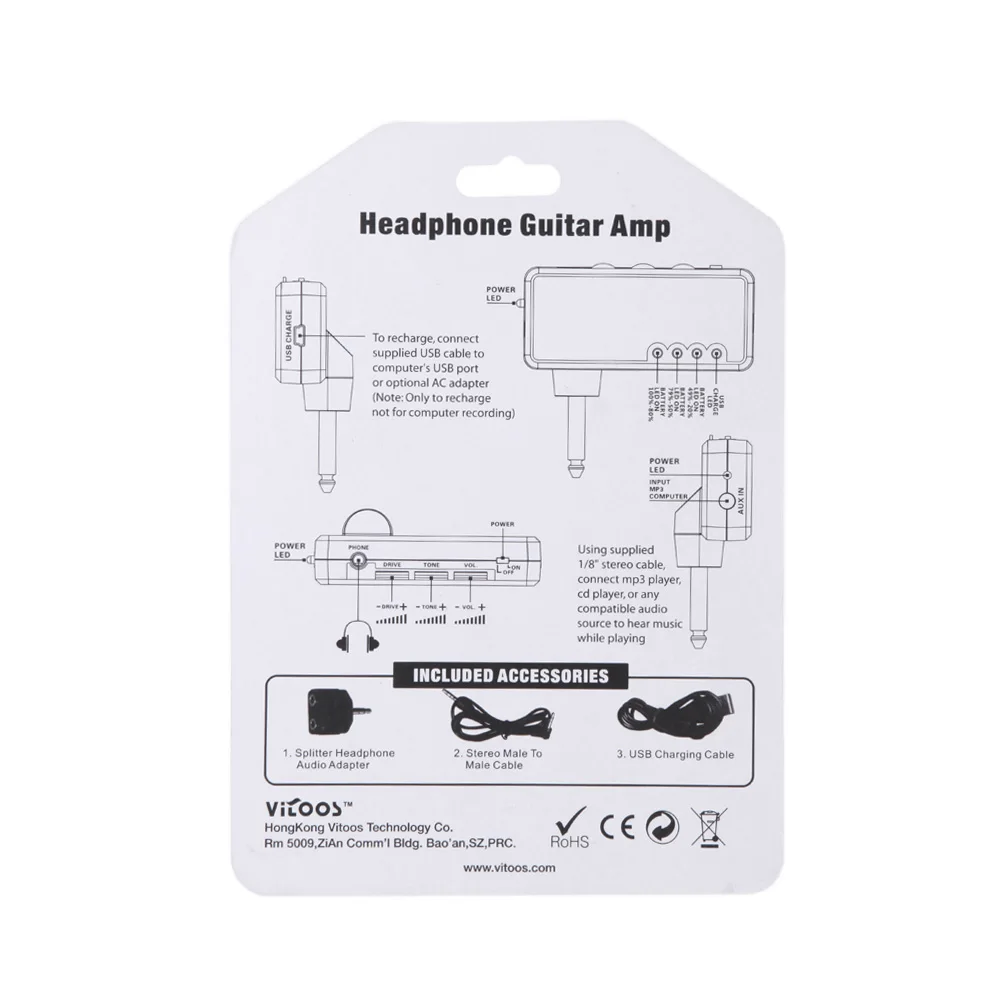 Лидер продаж портативный гитарный усилитель Vitoos мини-усилитель для наушников