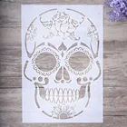 Трафарет A4 в виде черепа для творчества и рукоделия, для настенной живописи, скрапбукинга, фотоальбома, декоративная бумажная карточка с тиснением