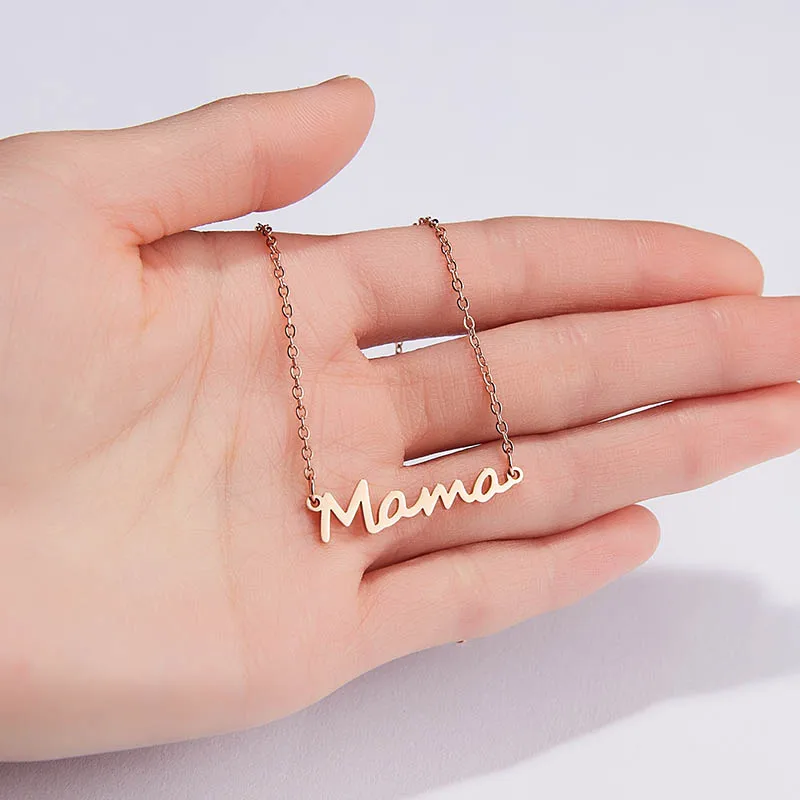 NC18Y0387-3 Ожерелье с надписью Mama из нержавеющей стали, цепочка с подвеской для мамы и ребенка, женское ожерелье, ювелирное изделие, подарок на день матери - Окраска металла: NC18Y0387-3