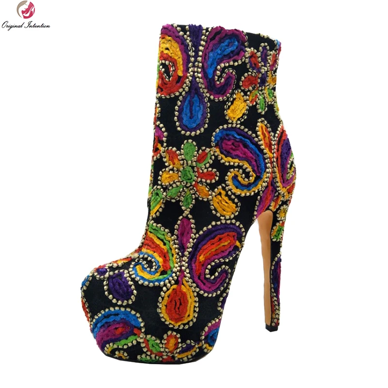 

Женские ботинки с круглым носком, на тонком высоком каблуке, размеры 4-10,5