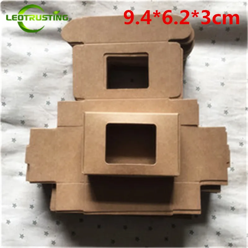 

Leotrusting 50 шт. 9,4*6,2*3 см коричневая коробка из крафт-бумаги натуральная крафт-бумага подарочная упаковочная коробка ручной работы оконная бума...