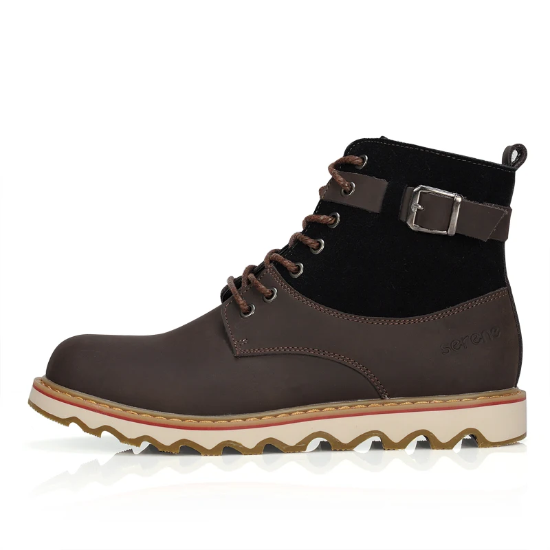 Спокойный 2017 Зима Повседневная Мужская обувь кожа шить высокие туфли на шнуровке