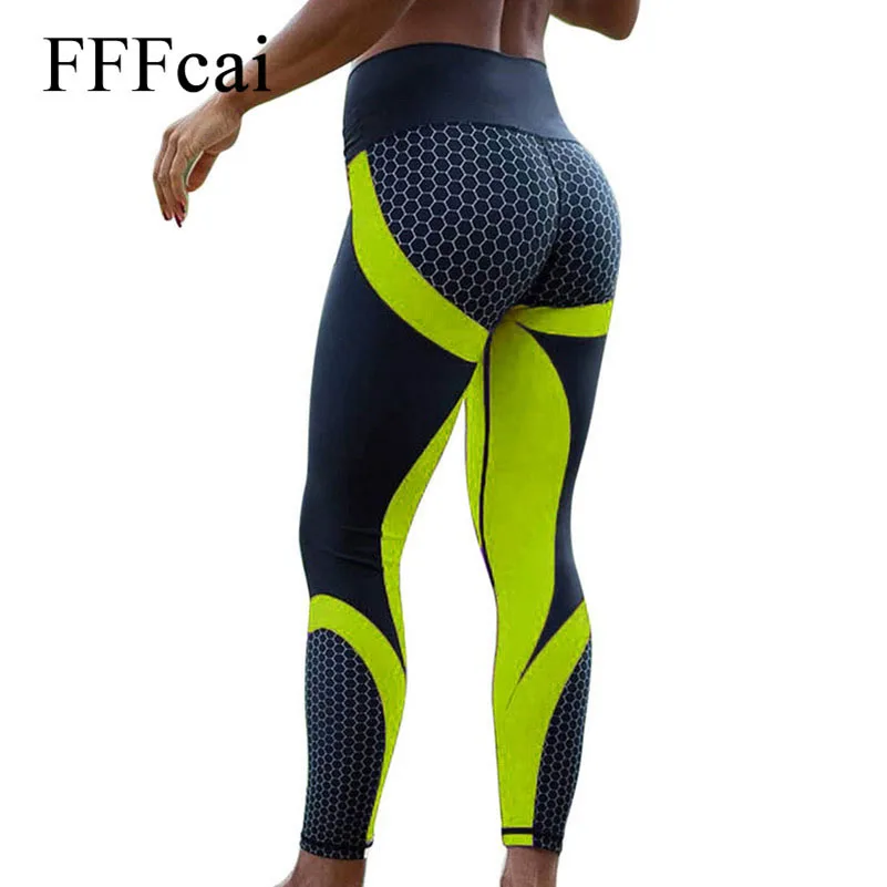 FFFcai, новинка, спортивные Леггинсы для фитнеса, для женщин, сетчатый принт, высокая талия, леггинсы, Femme, для девочек, для тренировки, для йоги, штаны, пуш-ап, эластичные, тонкие