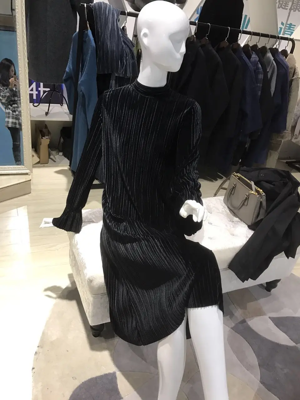 1 шт. однотонная Полиэстеровая плиссированная Вельветовая ткань для осени и зимы