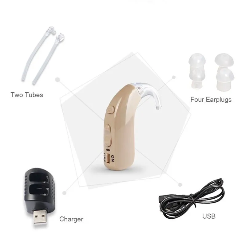 Acosound 1 Pair/lot USB Rechargeable Hearing Aid cheap powerful Sound Amplifier For The Elderly Portable BTE Deaf Ear Care | Красота и