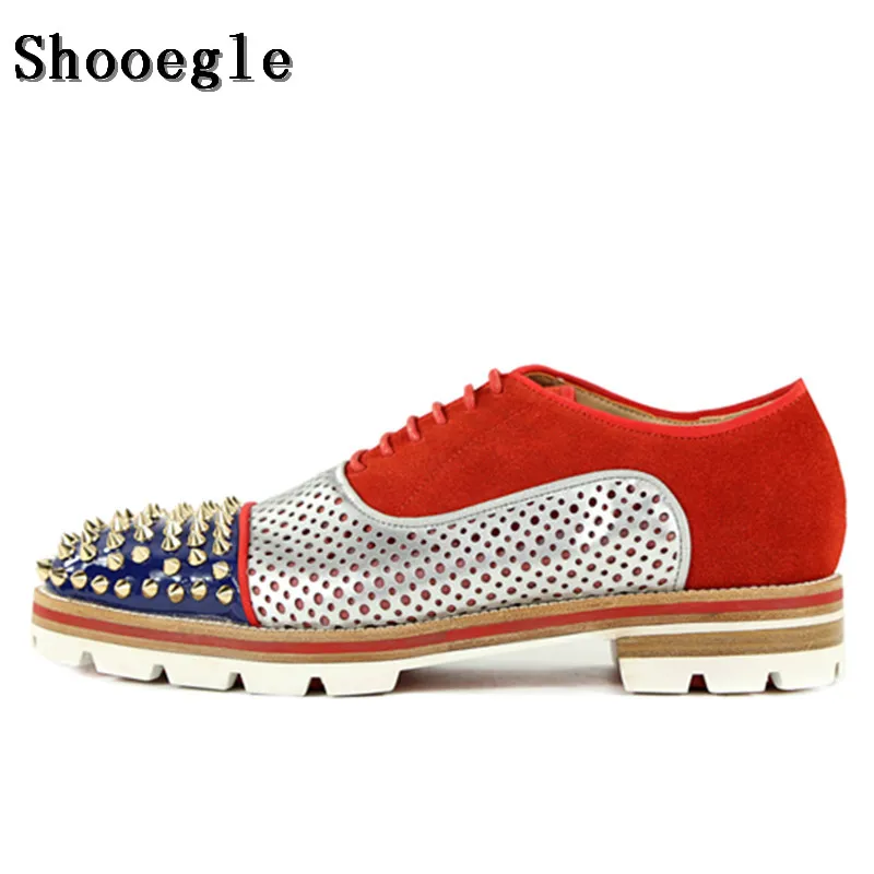 Лоферы SHOOEGLE мужские с шипами повседневная обувь на шнуровке лоферы Нескользящие