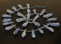 15 5strand light blue titanium druzy quartz crystal geode top drilled point pendant beadsraw crystal spikes stick nugget beads