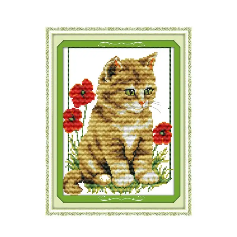 Joy Sunday 11CT 14CT ручная вышивка крестом Набор милый котенок животное нить DMC Вышивка diy Вышивка Картины