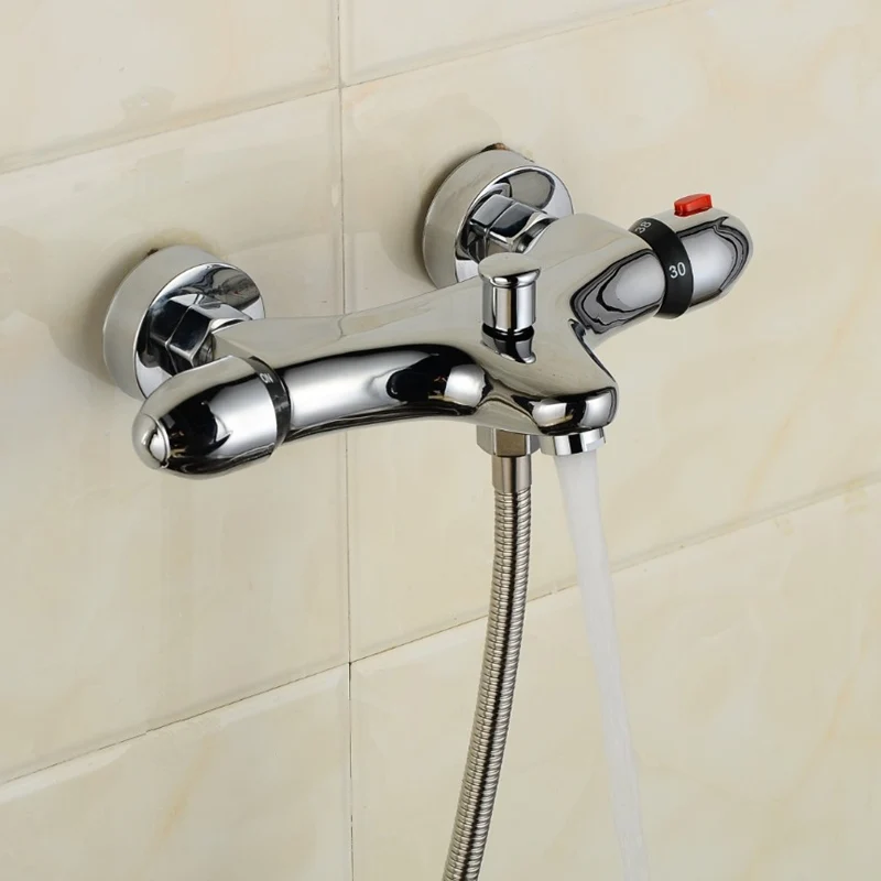 Настенный термостатический смеситель для душа с двумя ручками смесители