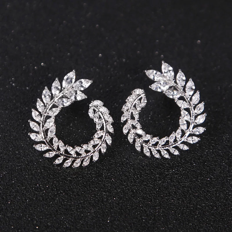 Fashion Branch Shape Stud Earrings With AAA Zircon For Ladies Women Ear Studs Elegant Jewelry | Украшения и аксессуары