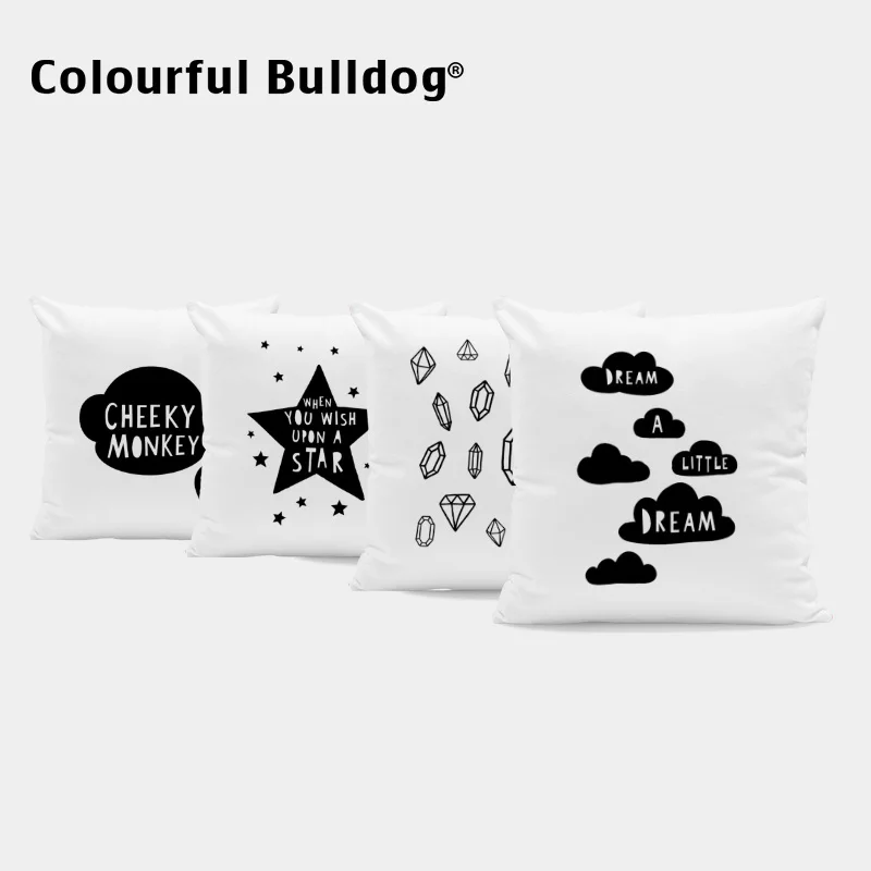 

White and Black Geometry Pillow Cushions Cloud Little Dream Throw Pillows Round Lightning Big Memories Moments Cross Beds Decor