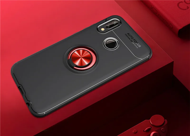 Чехол для Huawei Honor Play с кольцом-держателем, Матовый Мягкий силиконовый чехол на заднюю панель для Honor Play, чехол для телефона