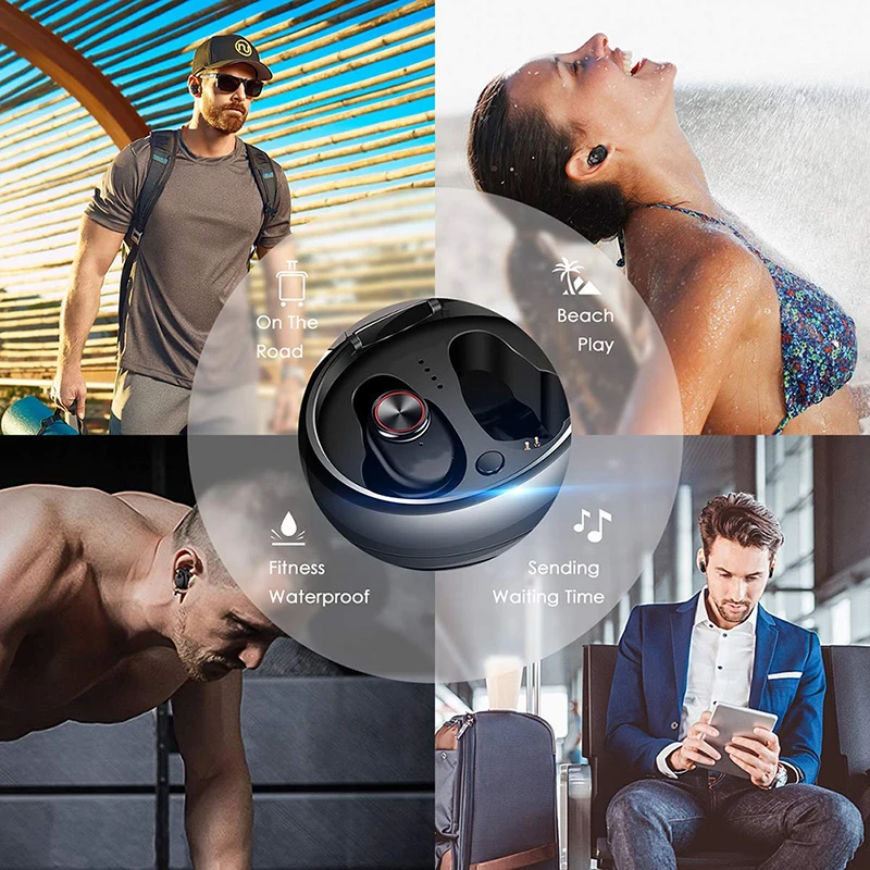 TWS Bluetooth 5.0 Earphone Wireless Headphones 4D HiFi Stereo Sports Headset Deep Bass Earbuds With Charger Box For iOS Android |