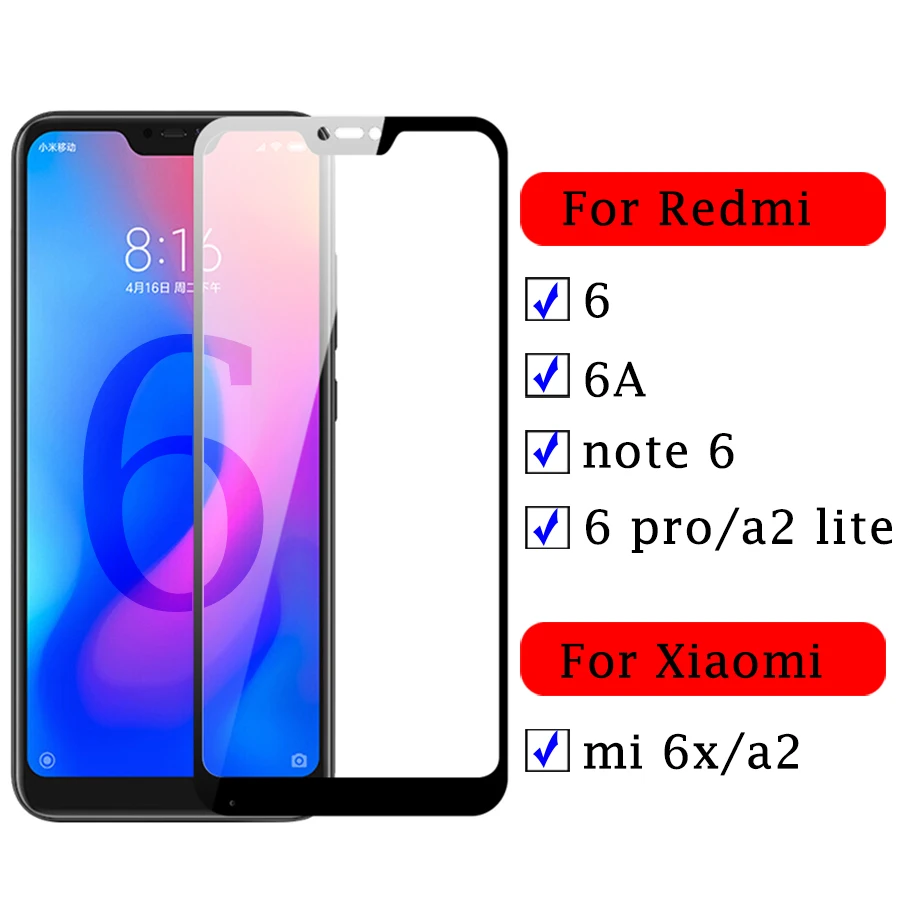 Для xiaomi mi a2 lite стекло на ksiomi Redmi 6a защитное 6 pro note 6x a6 x6 a x 2 xiaomei glas защита для экрана