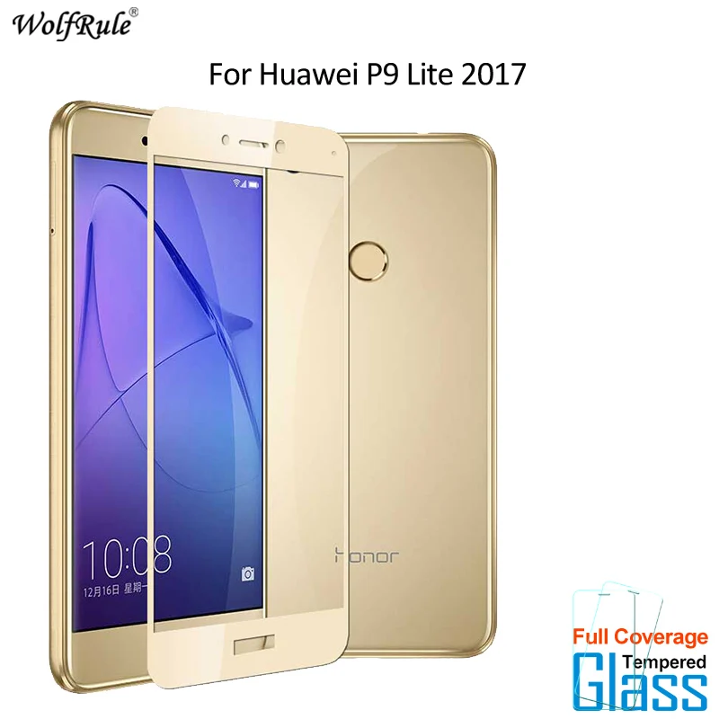 WolfRule 2 piezas para vidrio Huawei P9 Lite 2017 de vidrio templado Protector de pantalla para Huawei P9 Lite 2017 de la cubierta del tel&eacute;fono de la pel&iacute;cula-0