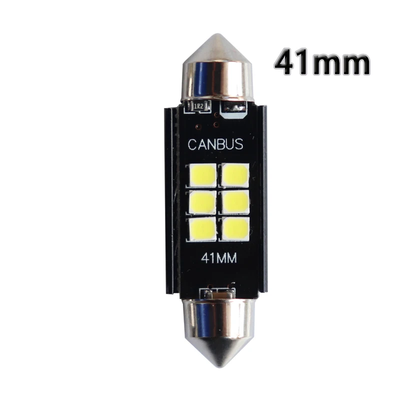 Фото Высококачественные светодиодные лампы C5W 2835 6 SMD, 2 шт., без ошибок Canbus, 6000K, Festoon, 6 светодиодов, 31/36/39/41 мм, Canbus, 12В, для чтения. №4