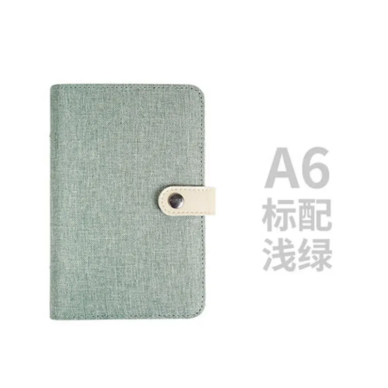 Yiwi A5 A6 Color Cloth Material Cover Notebook Snap Planner Journal Organizer Binder Stationery - Цвет: a6 Light Green