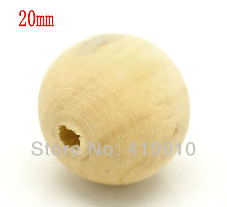 

Free shipping-50PCs Natural Round European Wood Spacer Beads 20mm M00462