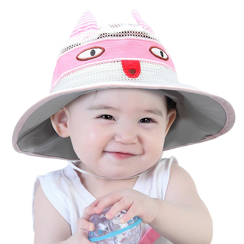 Cat Baby Sun Bucket Hat with Wide Brim Toddler Boy Girl Summer UV Protection Caps Mesh Breathable Comfortable Chinstrap Stay On | Детская